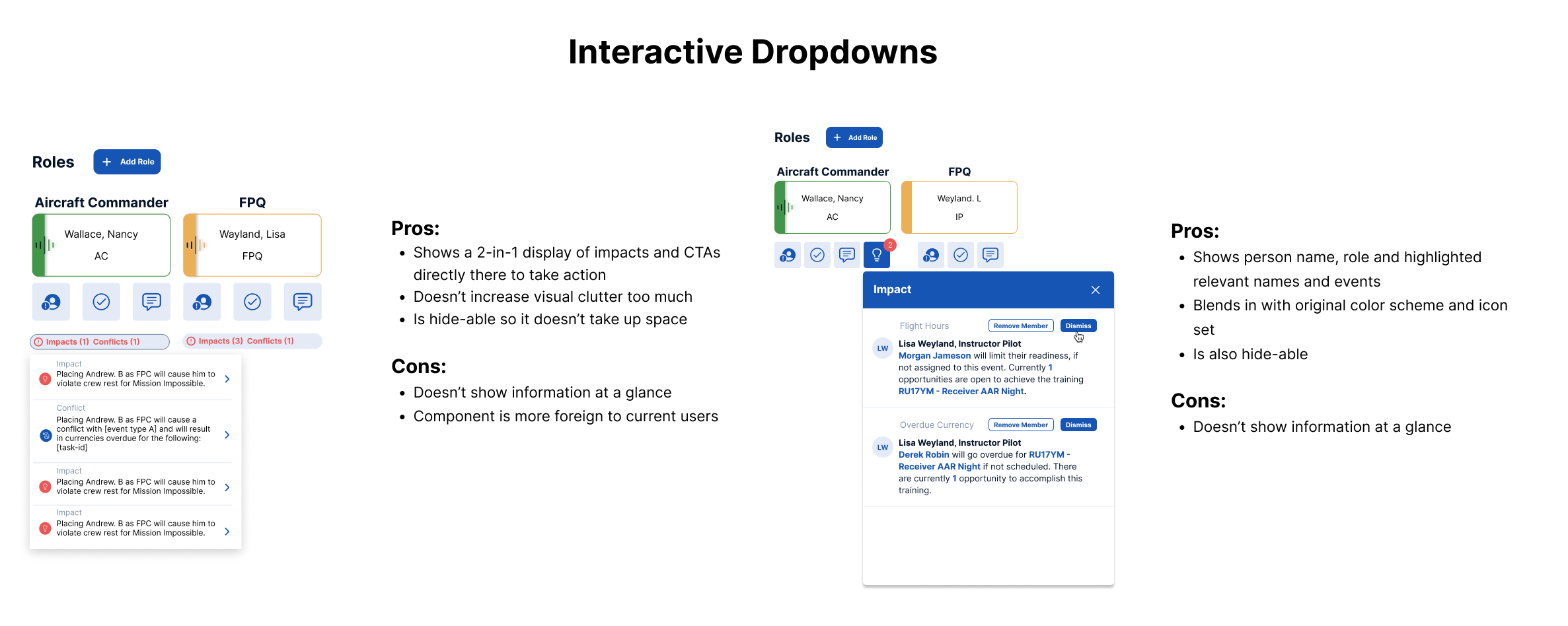 Dropdown explorations for AI recommendation impact details